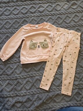 Carter's 5T Light Pink Cat Pocket Sweatshirt & Printed Leggings Set